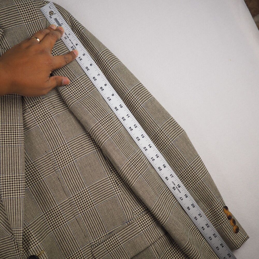 Ralph Lauren Polo University Club Tan Houndstooth Sport Coat Men 44R Silk Wool - Picture 12 of 13